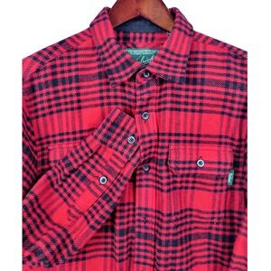 Woolrich Mens Red Black Thick Buffalo Plaid Flannel‎ Button Down Shirt Medium
